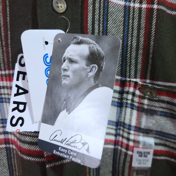 Arnold Palmer Shirt Plaid Flannel Men 2XL Button Down Easy Care Long Sleeve New - Picture 5 of 8